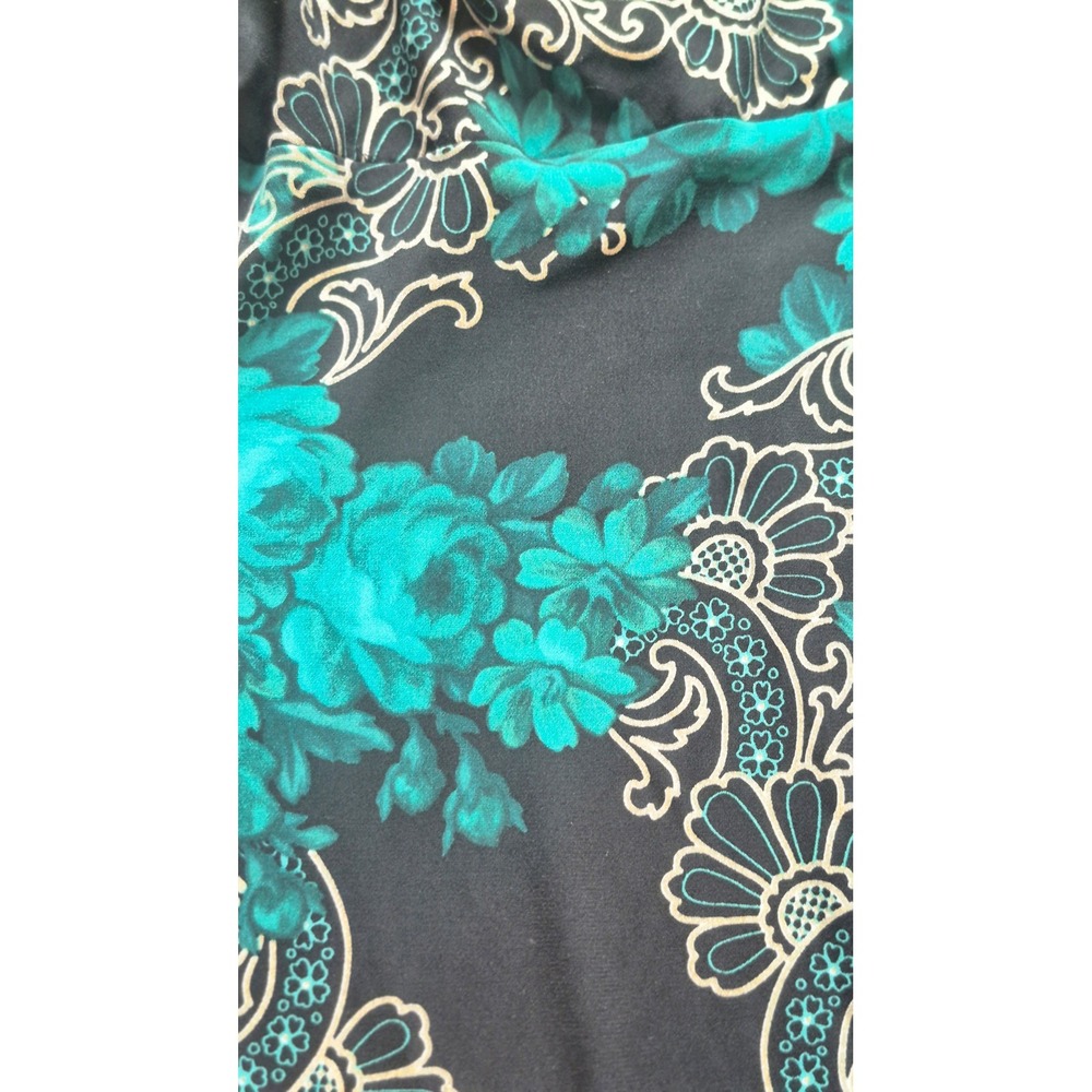 Connected Apparel Teal Black Floral Cowl Neck Ruched Sheath Dress Womens 12 - Picture 9 of 12